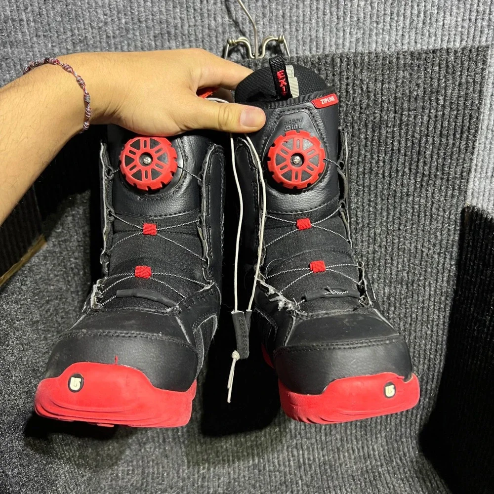 Burton Zipline Snowboard Boots Youth 4 Black Red BOA Lacing Imprint 1 Liner